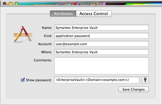 12 Introducing Symantec Enterprise Vault How grouping similar folders in Outlook 2011 for Mac affects Enterprise Vault Client behavior 4 Click Show password, and then enter the keychain password if