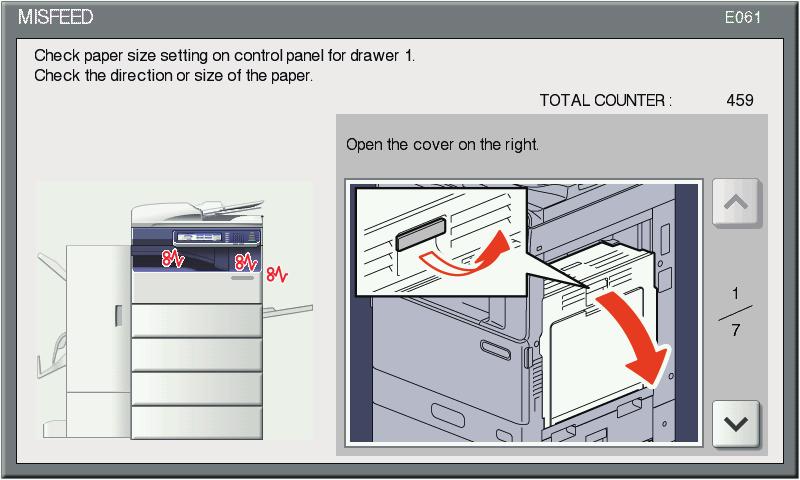 TROUBLESHOOTING FOR THE HARDWARE Clearing paper misfeeds caused by a wrong paper size setting Paper misfeeds occur when there is a mismatch between the size of the paper in a drawer or the bypass