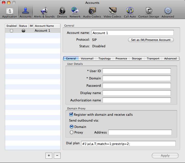 Bria 3.0 for Mac User Guide Enterprise Deployments 2.3 Configuring Bria Read this section if your system administrator advises you that you must either configure Bria or complete the configuration.