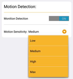 Event Settings Turns Motion Detection On or Off Set