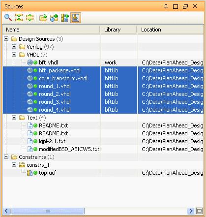 Figure 9: Setting the VHDL Library 2-3. Explore the Sources view commands. 2-3-1. Select one of the VHDL sources in the Sources view.