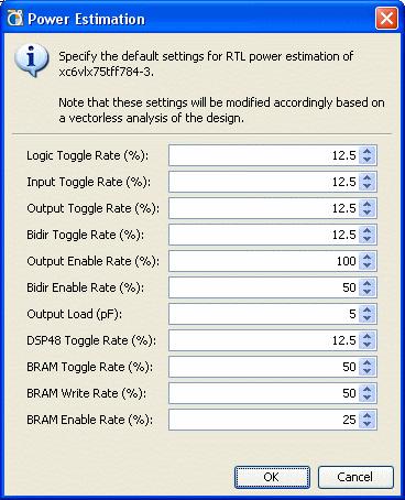 4-3. Estimate Power consumption for the RTL design. 4-3-1. Select Power Estimation from the Flow Navigator. 4-3-2.