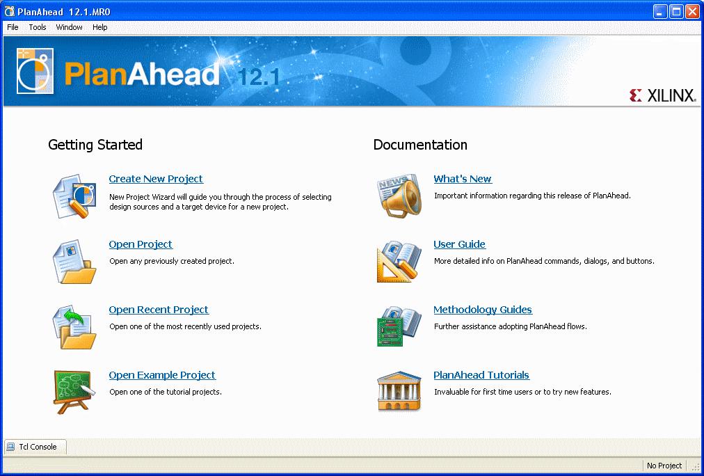 Step 1: Creating a New RTL Project Step 1 PlanAhead software enables several project types to be created depending on where in the design flow the tool is being used.