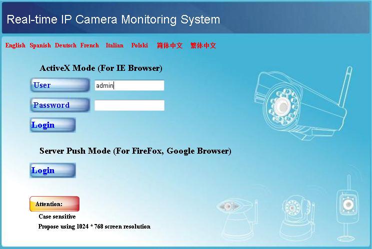 computer. Double click the IP address on the IP Camera Tool which will display the login UI.