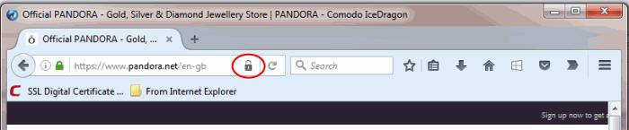 For example, the Pandora sign-in page does not ordinarily have HTTPS connections on its log-in page Note: the address is plain HTTP instead of HTTPS - the 'S' stands for secure: It's possible your