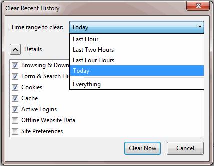 The 'Clear Recent History' dialog will be displayed.