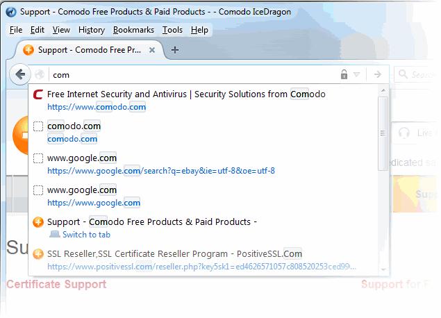 4.4.Searching the Internet The Comodo IceDragon address bar also serves as a search box.