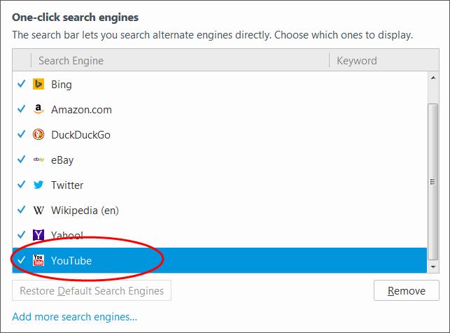 To hide search engines Click the hamburger/'open Menu' button at the top-right