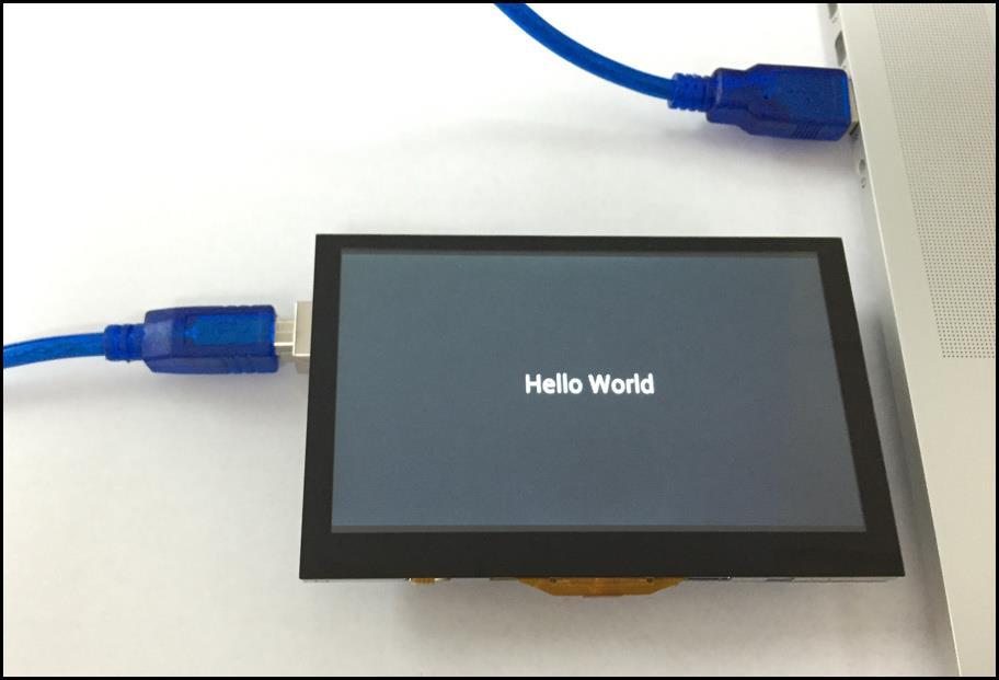Hello World Test This is the example sketch to display hello world on the NHD-4.3CTP-SHIELD.