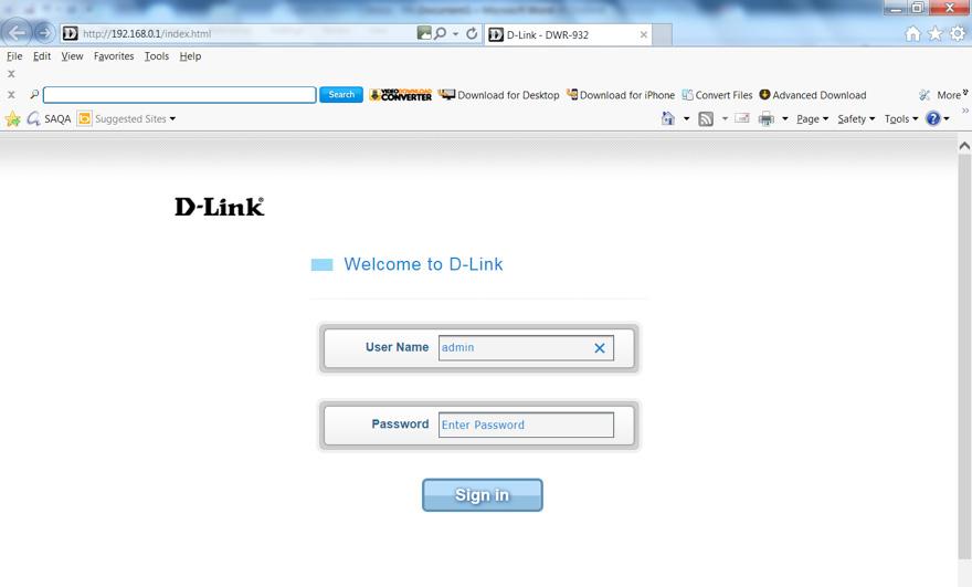 1.3. Dlink LTE router settings Switch the device on