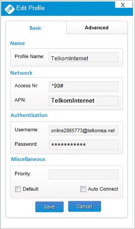 1.4. Telkom Dongles Connection Manager Switch the device on Connect the device using the USB cable Using your web browser, go to http://192.168.