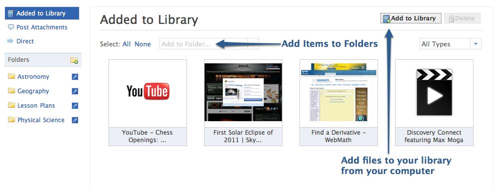 Library Leveraging the power of the Web, the Edmodo Library allows teachers to store and manage uploaded documents in a wide range of file formats, with the ability to access and edit them anywhere,