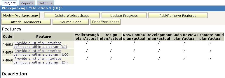 Click "Update Progress" button to provide milestone dates for the workpackage.
