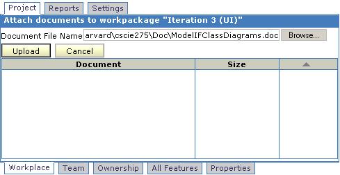 Click Save, then click on Workplace sub-tab to return to workpackage summary view. 9. Attach the documents that clarify the design (sequence diagrams, mockup screens etc.