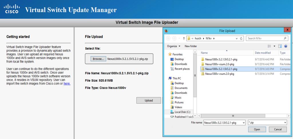 When the upload process is complete, click OK and close the Virtual Switch Image File Uploader tab.