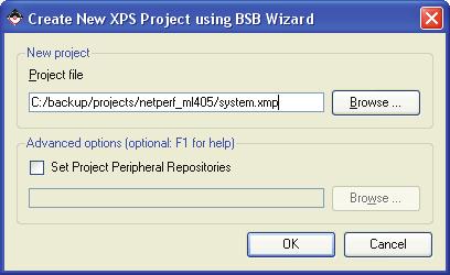 Generating the Test Hardware System In the BSB window shown in Figure 3, select a directory for the new project,