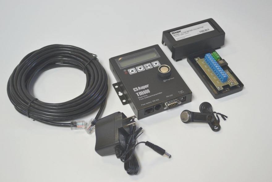 TM600 Real-time flow totalizer/transmitter PACKAGE TM600 control unit Two i-button manager keys 12 Volts DC transformer Flow meter junction box 25 ft