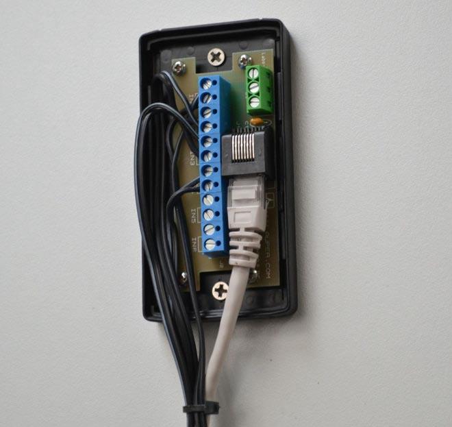 Flow meter cables can be extended 300 feet should you need to. The junction box will connect to the TM600 using a regular Cat 5 network cable terminated with RJ45 connectors.