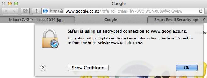 Website Certificate (3) How do we know a website uses encryption?
