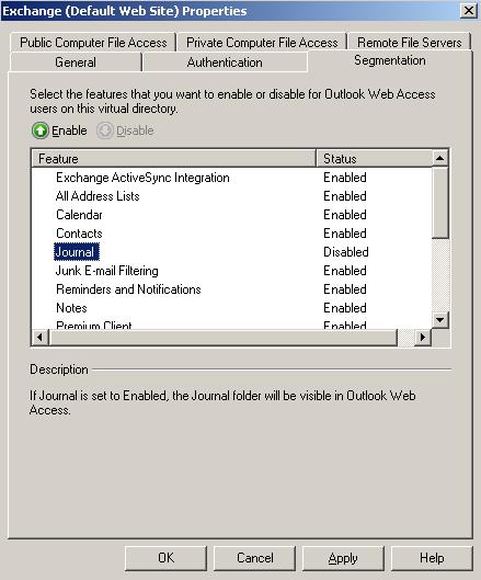 Figure 2: OWA Segmentation Public / private File access OWA in Exchange Server 2007 has a new feature called Direct File Access.