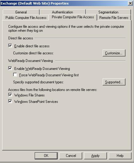 Figure 3: Private Computer access settings For additional security administrators can specify host names that are