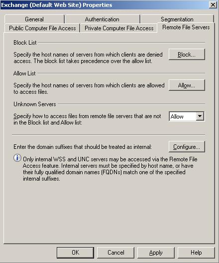 Figure 4: Specify Remote File Servers On IIS site Next we must issue a certificate from an internal CA or a commercial CA for the Default Web Site.