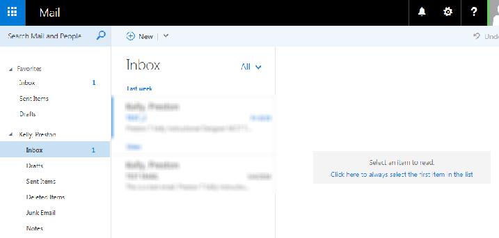 Navigation, Notifications, and Settings At the top of Outlook on the Web, you ll find links to the types of information stored in your mailbox, links to your personal information, and options. Mail A.
