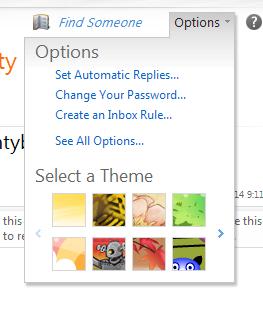 Creating a Signature 1. From the OWA Options window, choose See All Options, then Settings from the left navigation pane. 2. Locate the Email Signature panel. 3.