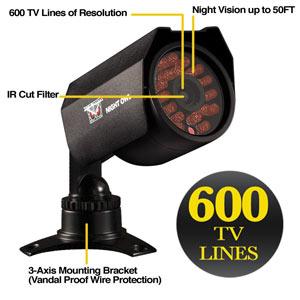 600 TV Line Cameras with Facial Recognition These sleek indoor/outdoor cameras display hi-resolution images day or night with an advanced 600 TVL sensor that offer up to 50ft of facial