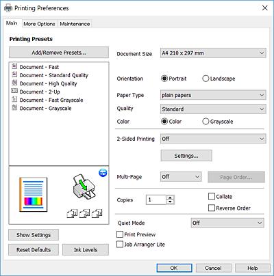 Software Information If the printer icon is not displayed on the task bar, access the printer driver window, click Monitoring Preferences on the Maintenance tab, and then select Register the shortcut