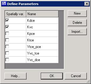 Figure 3. Define Parameters dialog. 5. Select the OK button. Now notice in the Define Parameters section all the reaction parameters are listed. Next, we will assign values for all these parameters.