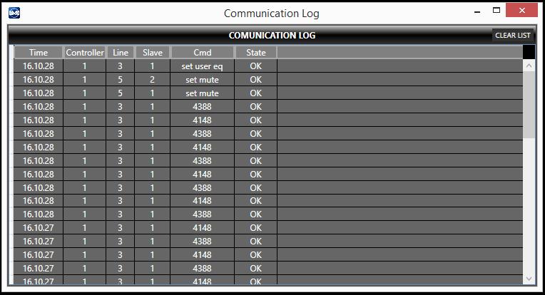 Communication Log Communication Log window (Menu Advanced Communication Log) show a log of each command sent by software to any RDNet device. It is useful in detecting any failure in the Net.