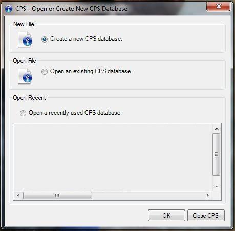 Database Setup Open CPS via desktop icon.