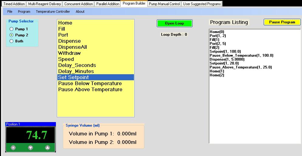 Temperature Controller Functions The function of a J-KEM temperature controller can be added to the form.