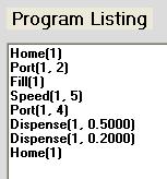 time. To save a block of statements, highlight the desired statements in the Program Listing Box, then select Save Code Block from the Program menu.