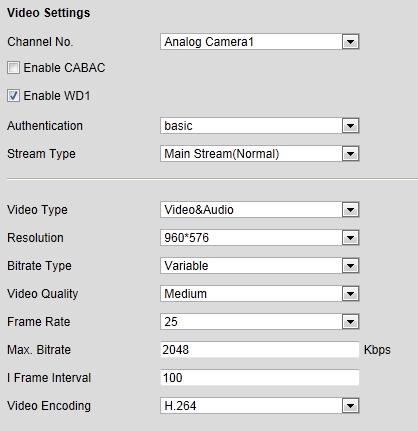 8.2 Configuring Video Settings 1. Click Remote Configuration > Camera Settings >Video Settings to enter the Video Settings interface. Figure 8.7 Video Settings 2.