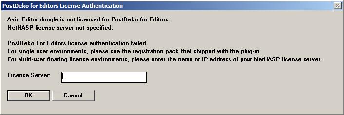 If Your Licese Autheticatio Fails Whe PostDeko for Editors starts, if you have ot set up your NetHASP licese correctly, the PostDeko for Editors Licese Autheticatio dialog box opes.