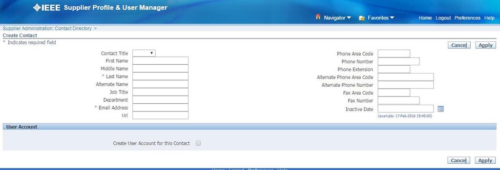b. The Create Contact window now appears. c. Complete the required fields including your phone number d.