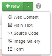3. Select Web Content from the menu to display the Web Content Asset screen. 4. Fill out the required fields to create the asset.