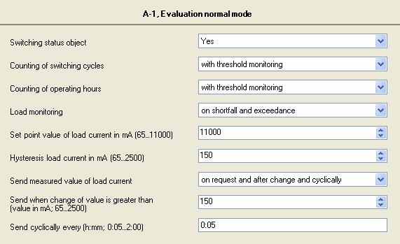 3.6 A-n: Evaluation normal mode his parameter window is used for the corresponding output (in the above picture, main module "A", output ) to set the monitoring and evaluation functions in "Normal
