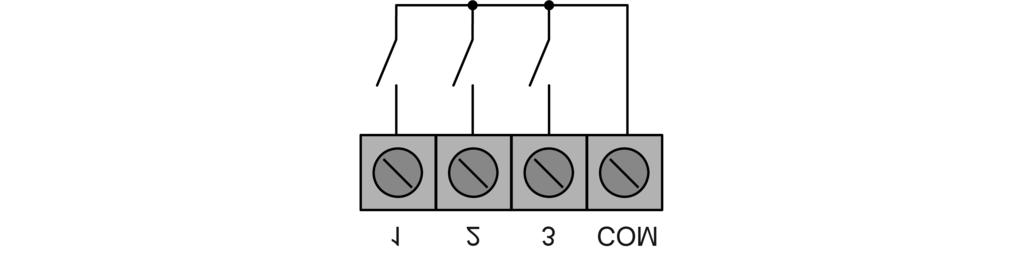 Installation, electrical connection and operation Figure 3: Connection of potential-free contacts to the extension inputs o Install the device with supporting plate (6) in a