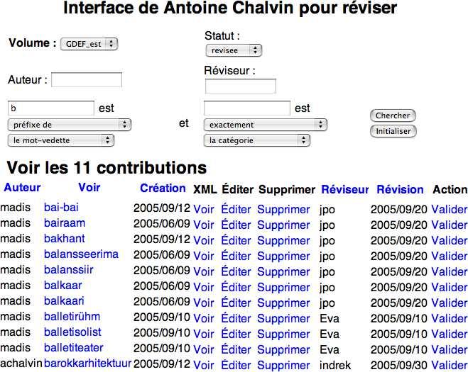 The reviewers and validators use the reviewing interface for searching entries and editing them (Figure 4).