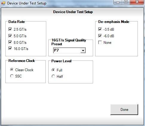 Setup Select Speeds of Gen4 Device to Test Select