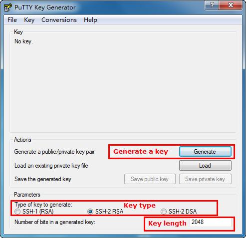 Figure 1-7 Log on the Switch Key Authentication Mode 1. Select the key type and key length, and generate SSH key. Figure 1-8 Generate SSH Key Note: 1.