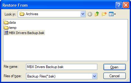 1. Click the Backup button. 2. Browse for the backup directory. By default, the last-used directory will be selected. 3.