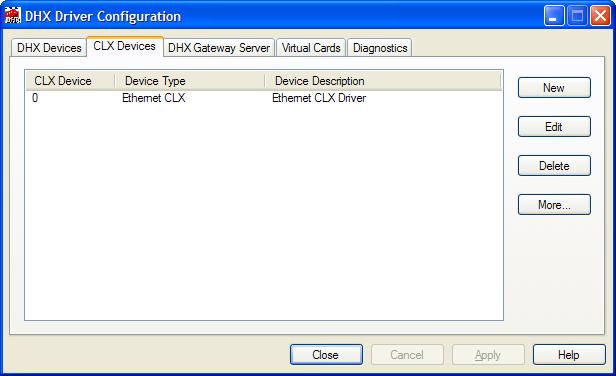 currently configured CLX devices in your system. The information about each device is shown in three columns: CLX Device, Device Type and Device Description.