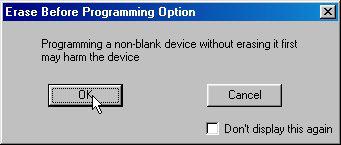 When you do so, the following dialog will appear informing you that programming the device before