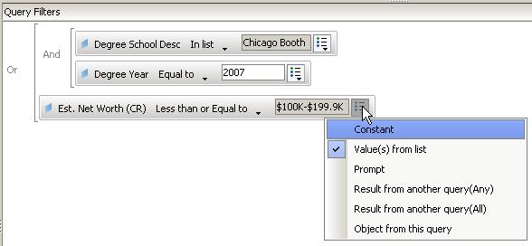 The University of Chicago Alumni Relations and Development Edit and Remove query filters Any filter defined on a query may be easily edited or removed. How Do I Edit a Query Filter? 1.