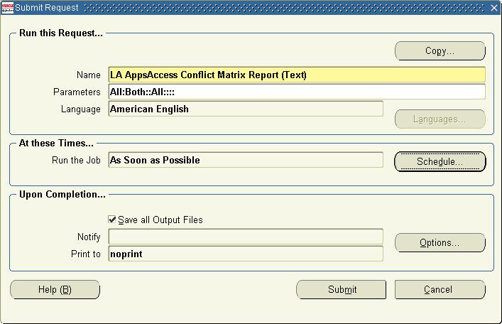 Chapter 5: Reports and Concurrent Requests 2 Click the Submit a New Request button. At the prompt, select Single Request and click OK.