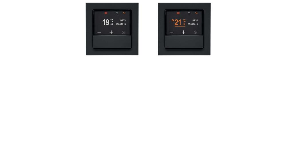 KNX thermostat and KNX room controller Swipe & press for complete control Thanks to an innovative operating concept, the new KNX thermostat and KNX room controller deliver an outstanding user
